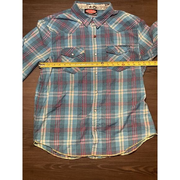 Mambo Australia Large Multicolor Plaid Pearl Snap L/S Button Up 2 Pocket Shirt - Picture 7 of 7